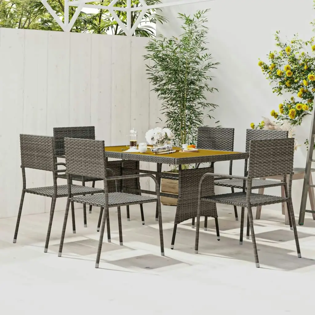 7 Piece Outdoor Dining Set Poly Rattan Grey 3120103