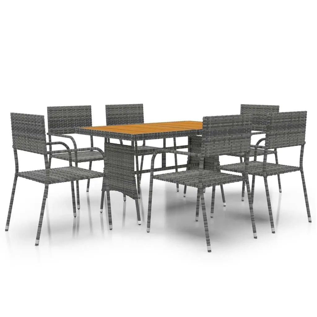 7 Piece Outdoor Dining Set Poly Rattan Grey 3120103