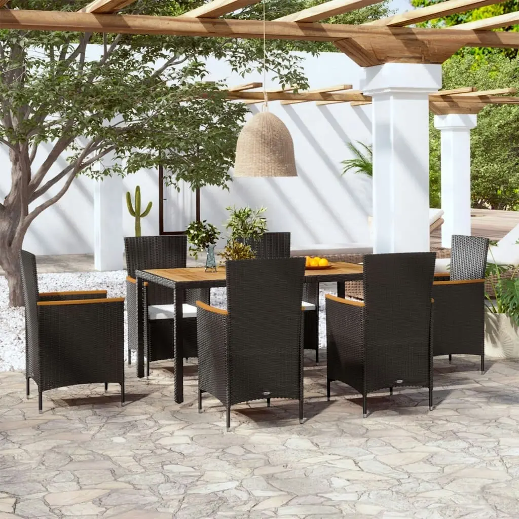 7 Piece Outdoor Dining Set with Cushions Poly Rattan 42913