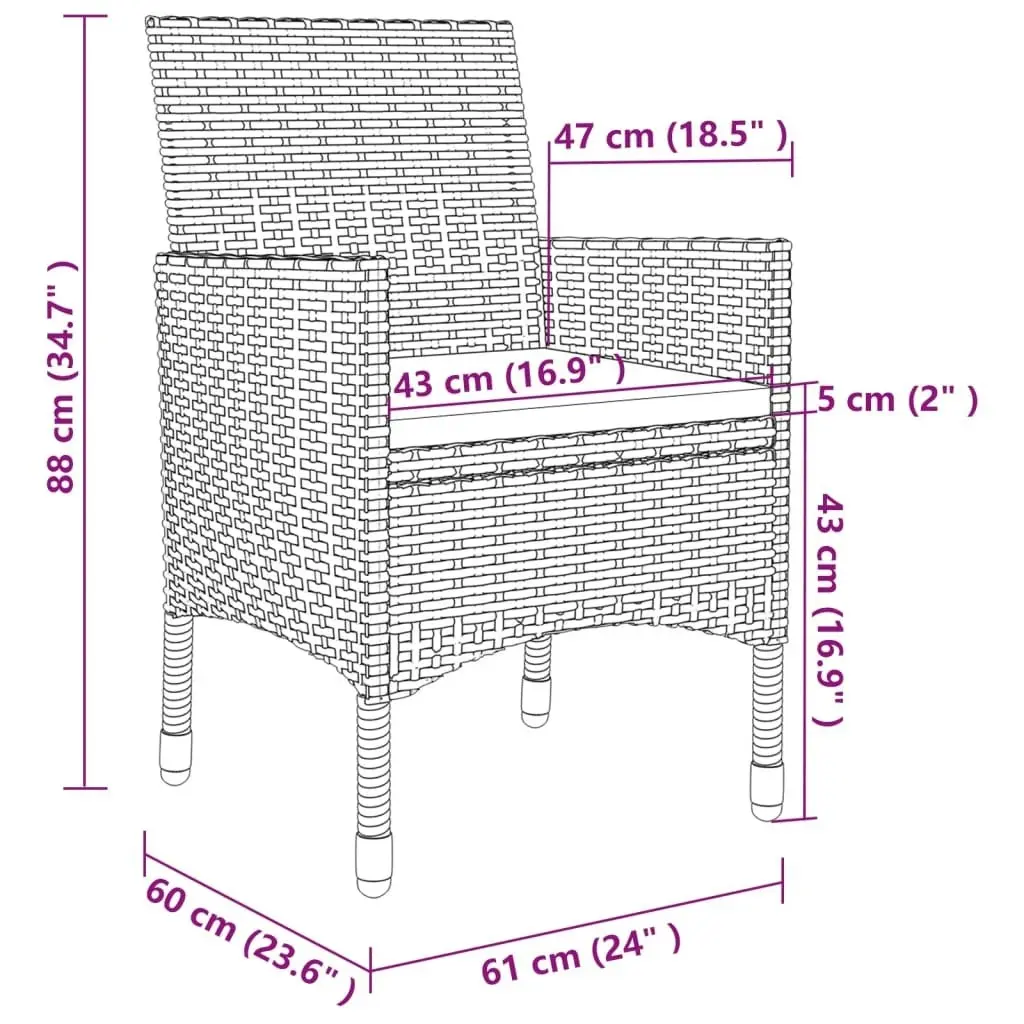 7 Piece Outdoor Dining Set with Cushions Poly Rattan Grey 3094883