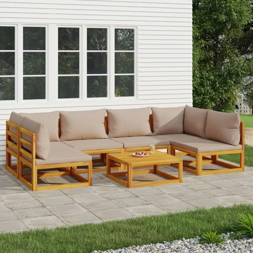 7 Piece Garden Lounge Set with Taupe Cushions Solid Wood 3155267