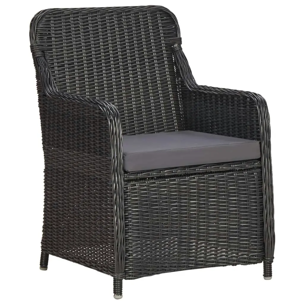 7 Piece Outdoor Dining Set Poly Rattan Black 3057808