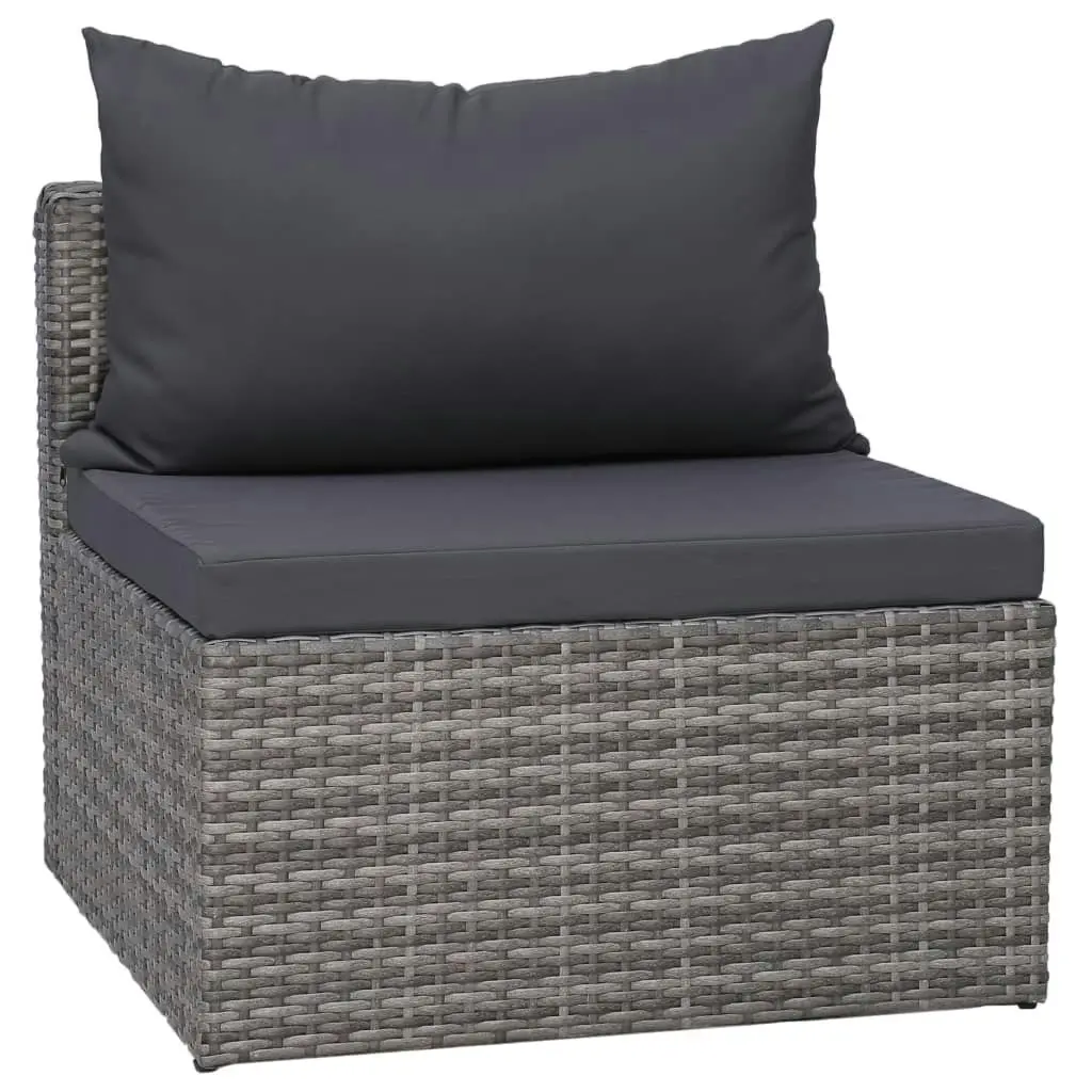 7 Piece Garden Sofa Set with Cushions & Pillows Poly Rattan Grey 44158