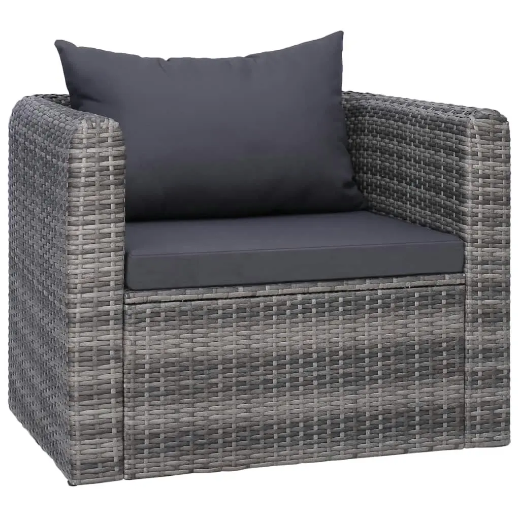 7 Piece Garden Sofa Set with Cushions & Pillows Poly Rattan Grey 44158