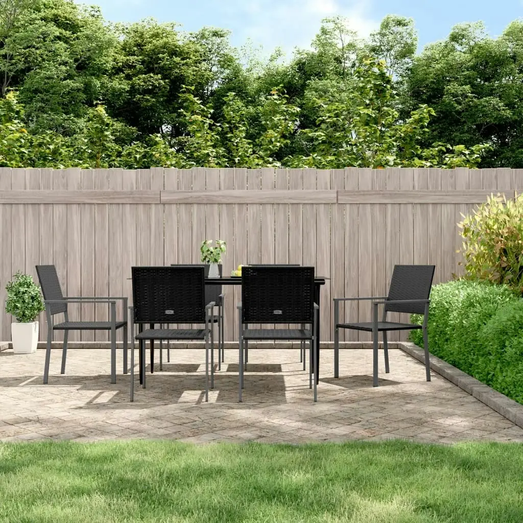 7 Piece Garden Dining Set Poly Rattan and Steel 3187008