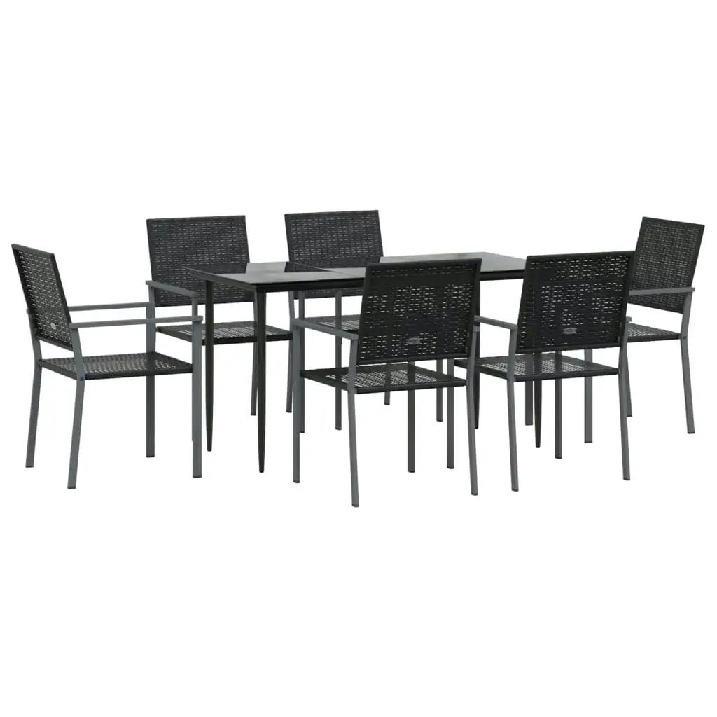 7 Piece Garden Dining Set Poly Rattan and Steel 3187008