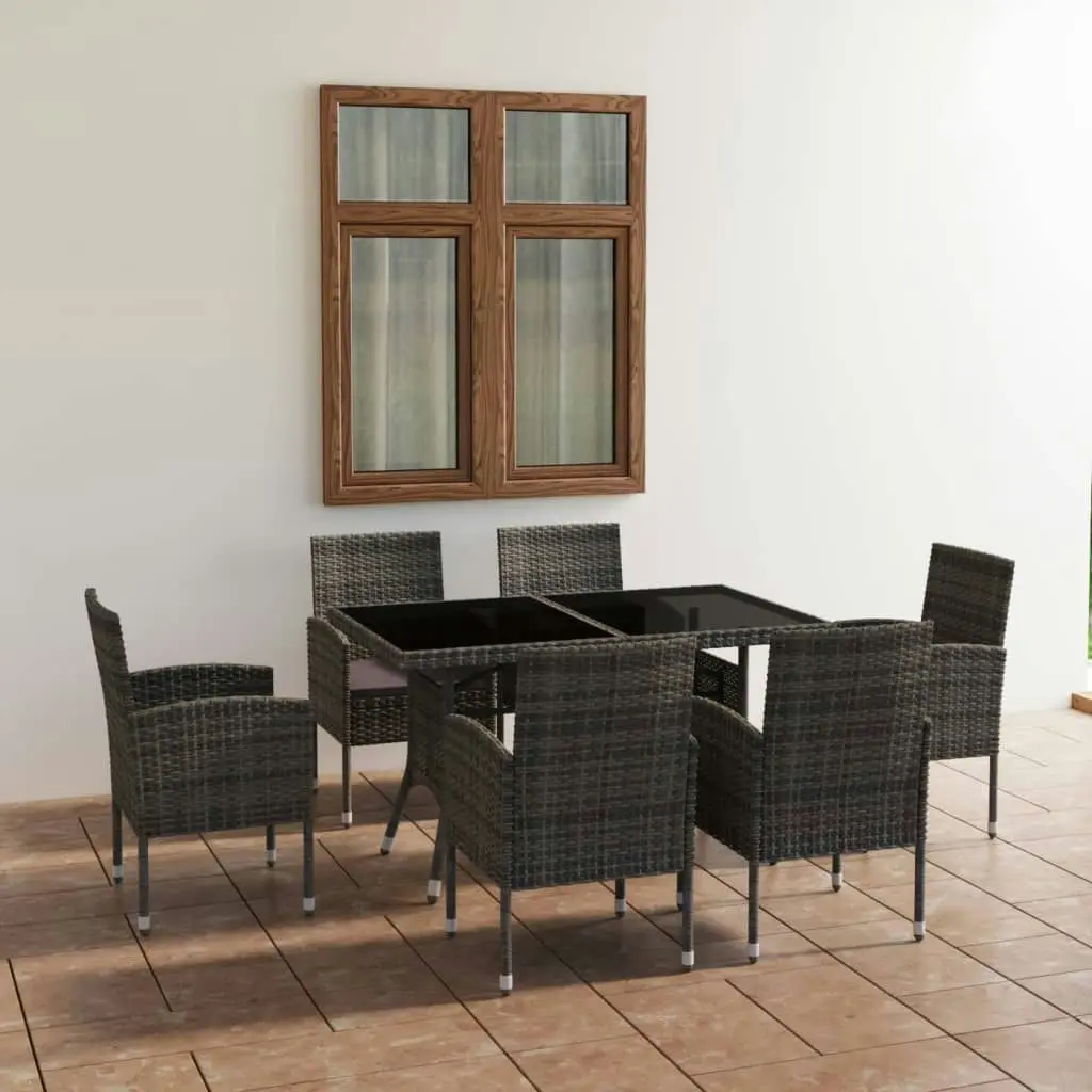 7 Piece Garden Dining Set Poly Rattan Anthracite & Grey 3059421