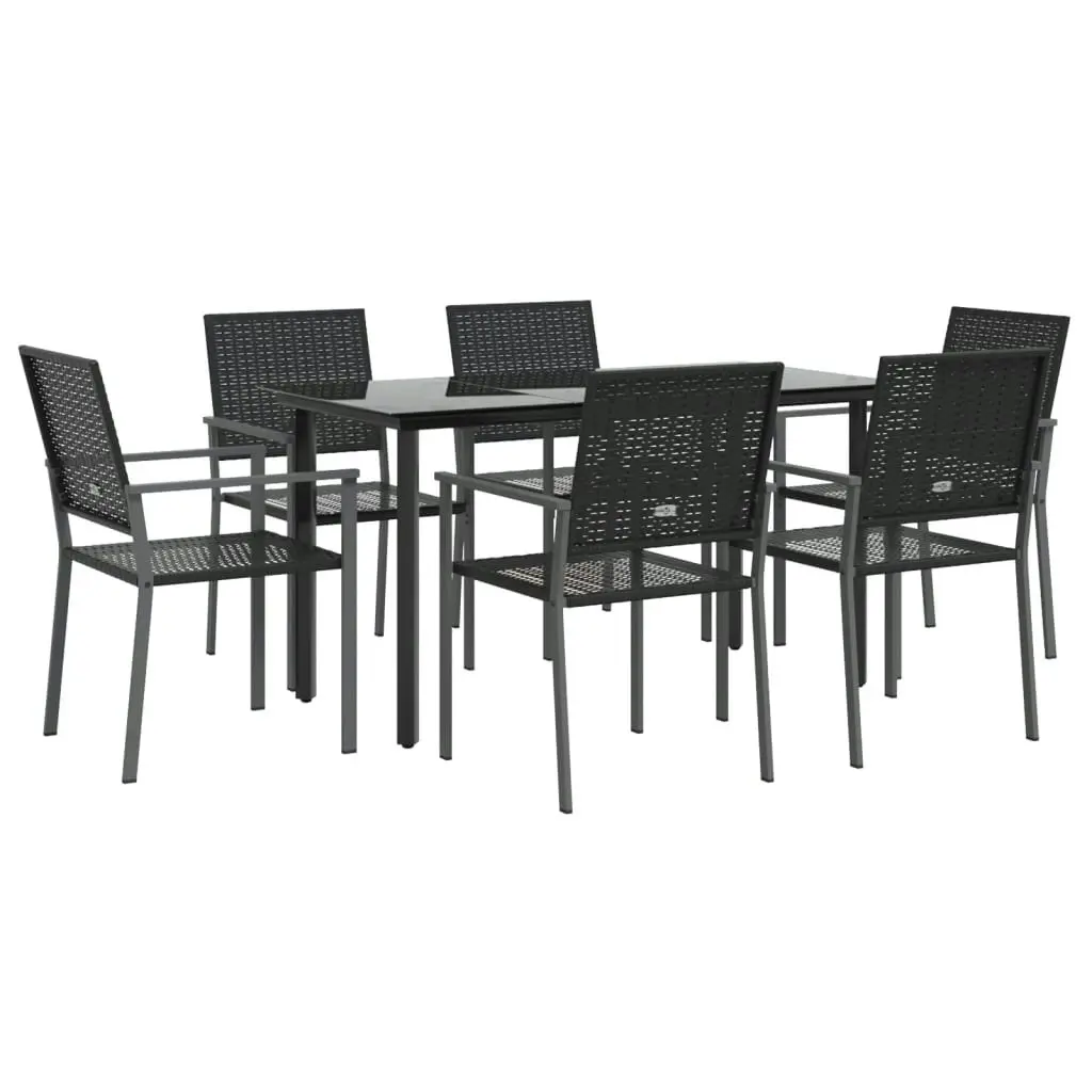 7 Piece Garden Dining Set Poly Rattan and Steel 3187024