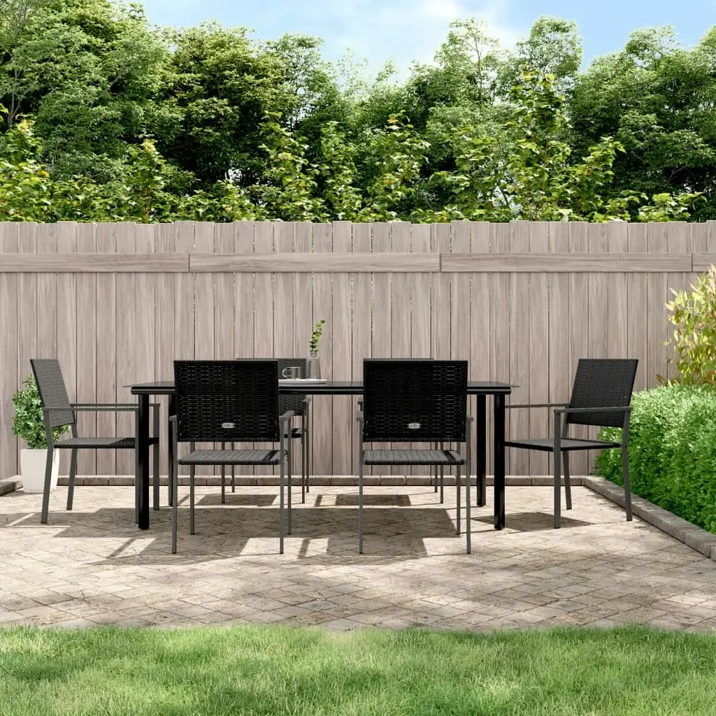 7 Piece Garden Dining Set Poly Rattan and Steel 3187031