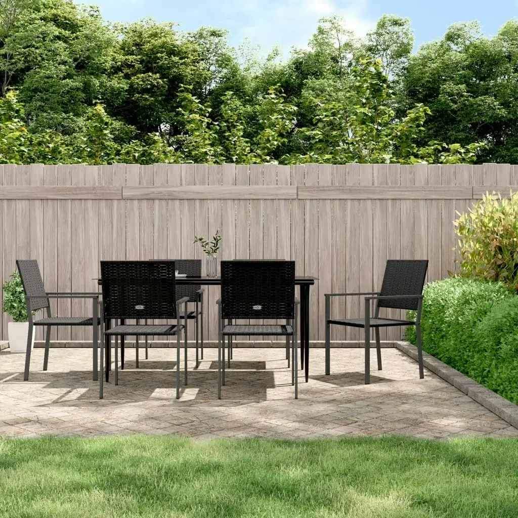 7 Piece Garden Dining Set Poly Rattan and Steel 3187012