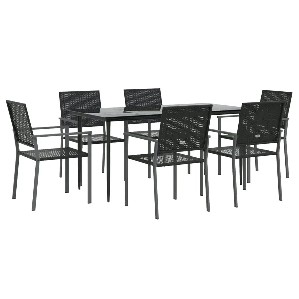 7 Piece Garden Dining Set Poly Rattan and Steel 3187012