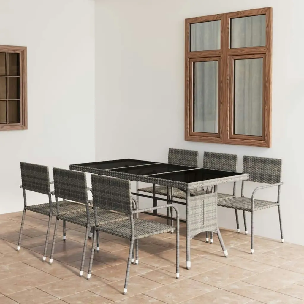 7 Piece Garden Dining Set Poly Rattan Anthracite & Grey 3059449