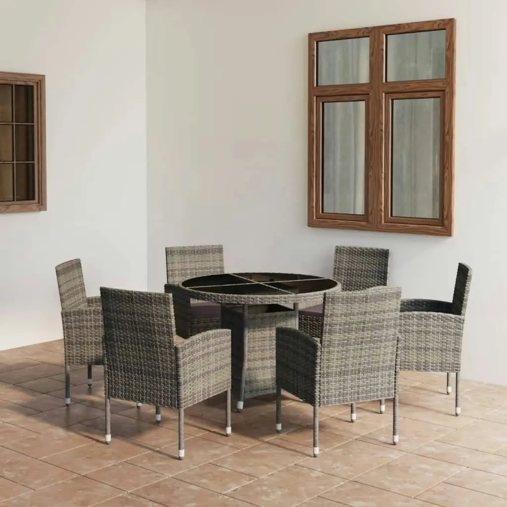 7 Piece Garden Dining Set Poly Rattan Anthracite & Grey 3059433