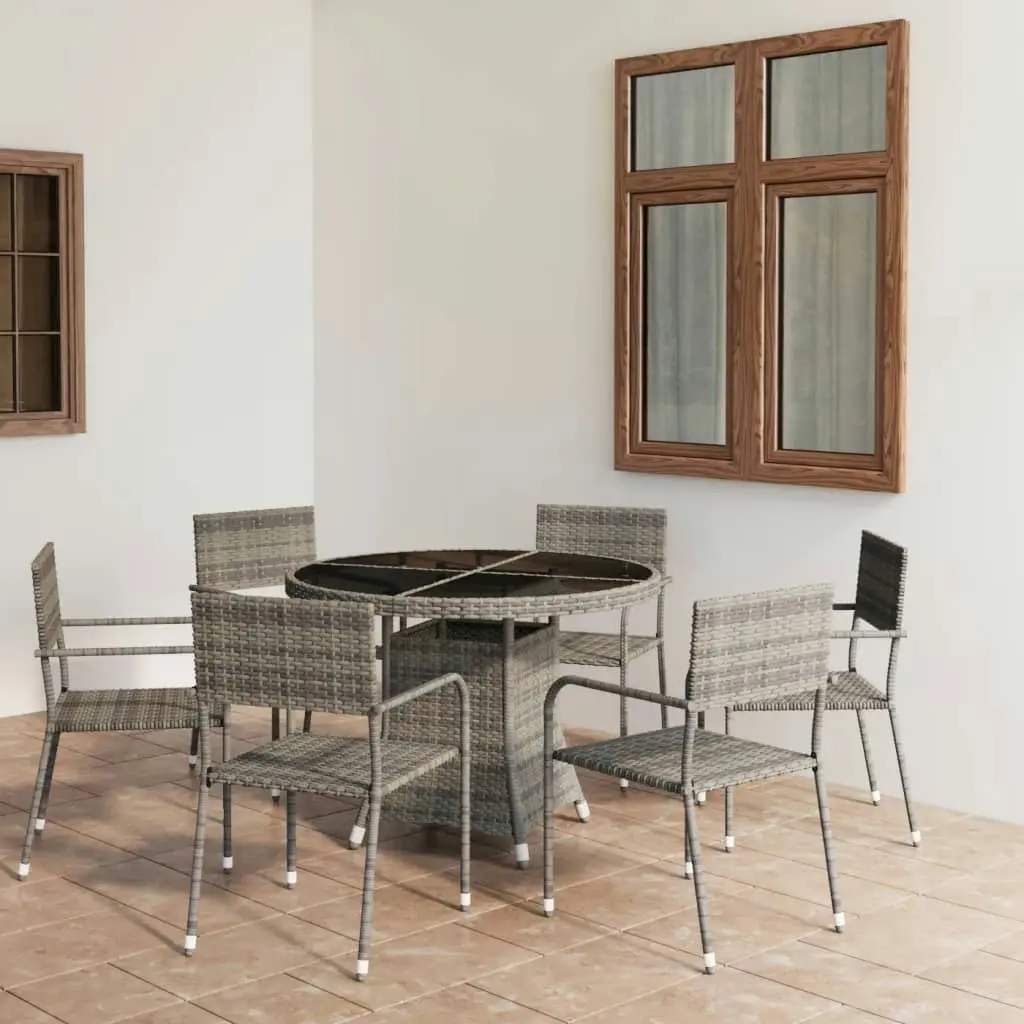 7 Piece Garden Dining Set Poly Rattan Anthracite & Grey 3059455