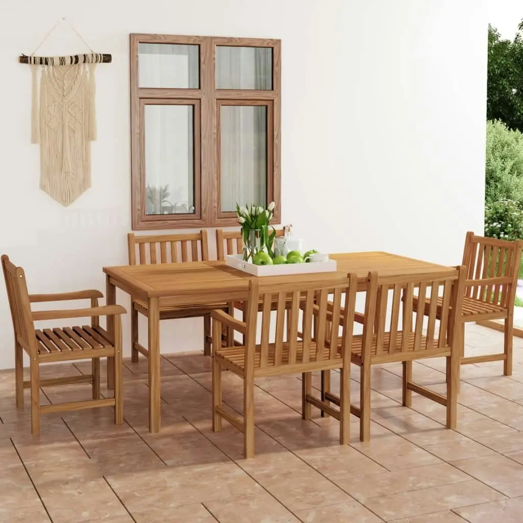 7 Piece Garden Dining Set Solid Teak Wood 3059947