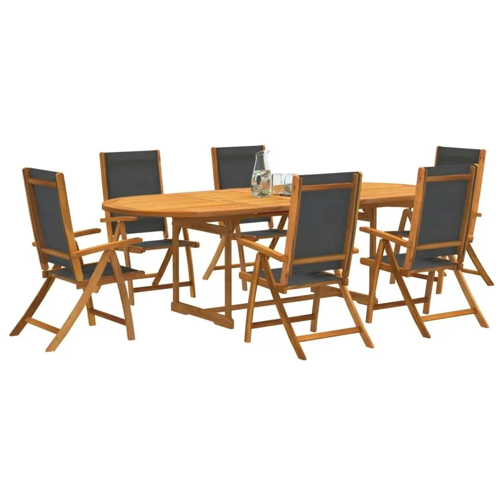 7 Piece Garden Dining Set Solid Wood Acacia and Textilene 3279262