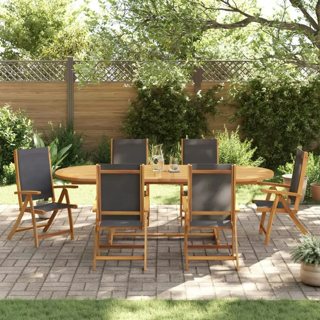 7 Piece Garden Dining Set Solid Wood Acacia and Textilene 3279262