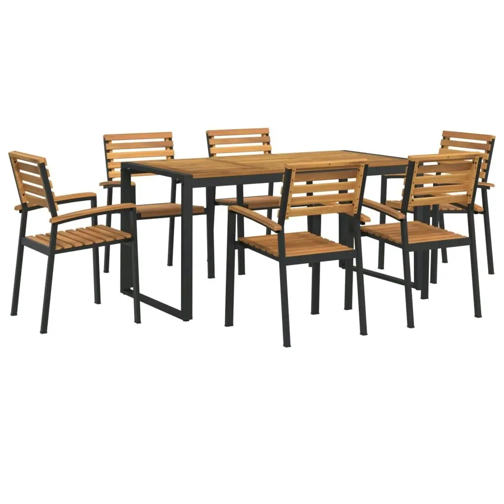 7 Piece Garden Dining Set Solid Wood Acacia and Metal 3155409