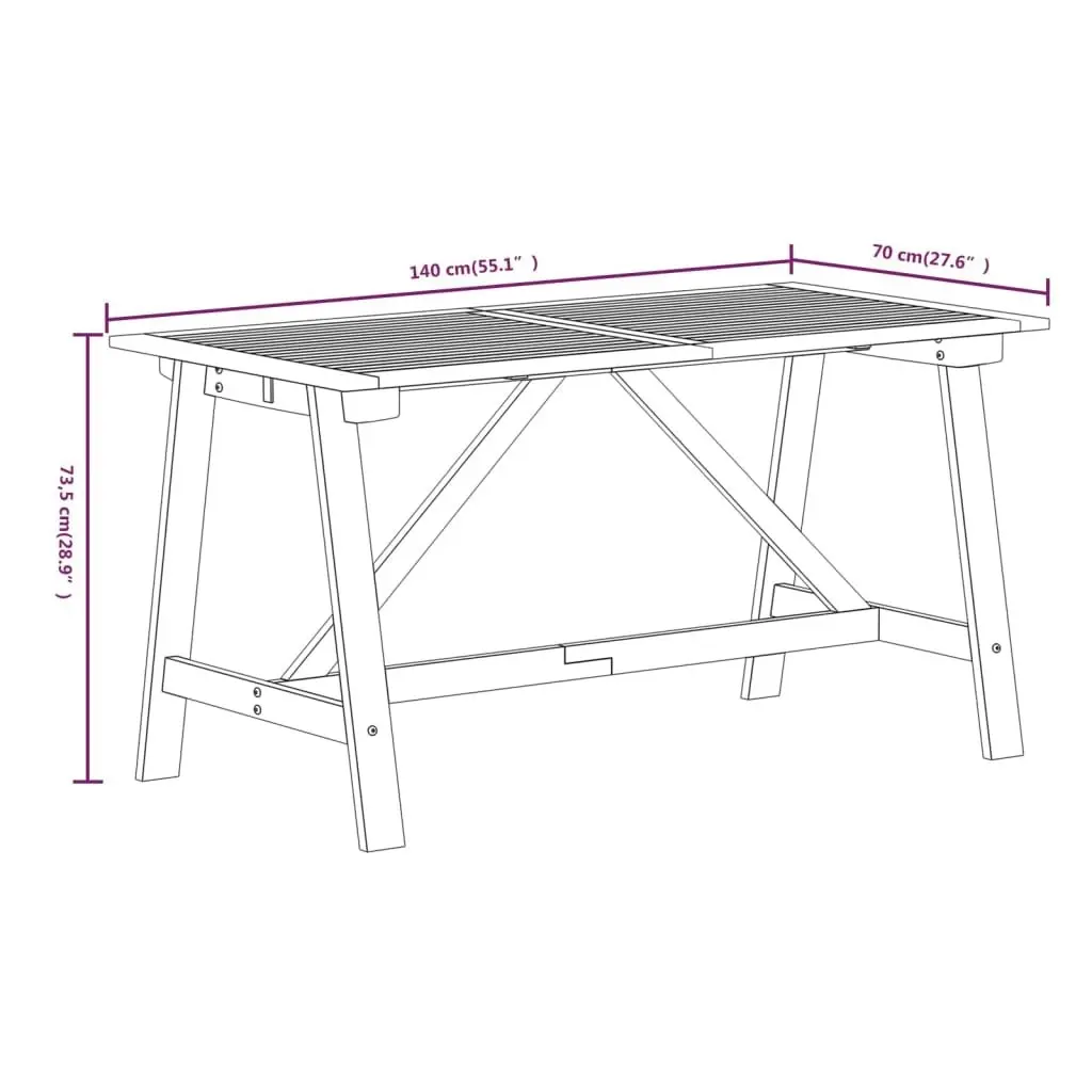 7 Piece Garden Dining Set Solid Wood Acacia 3087125