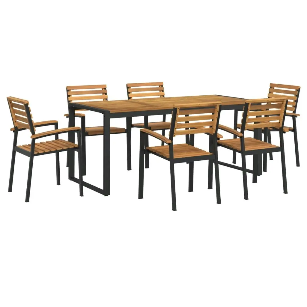 7 Piece Garden Dining Set Solid Wood Acacia and Metal 3155411