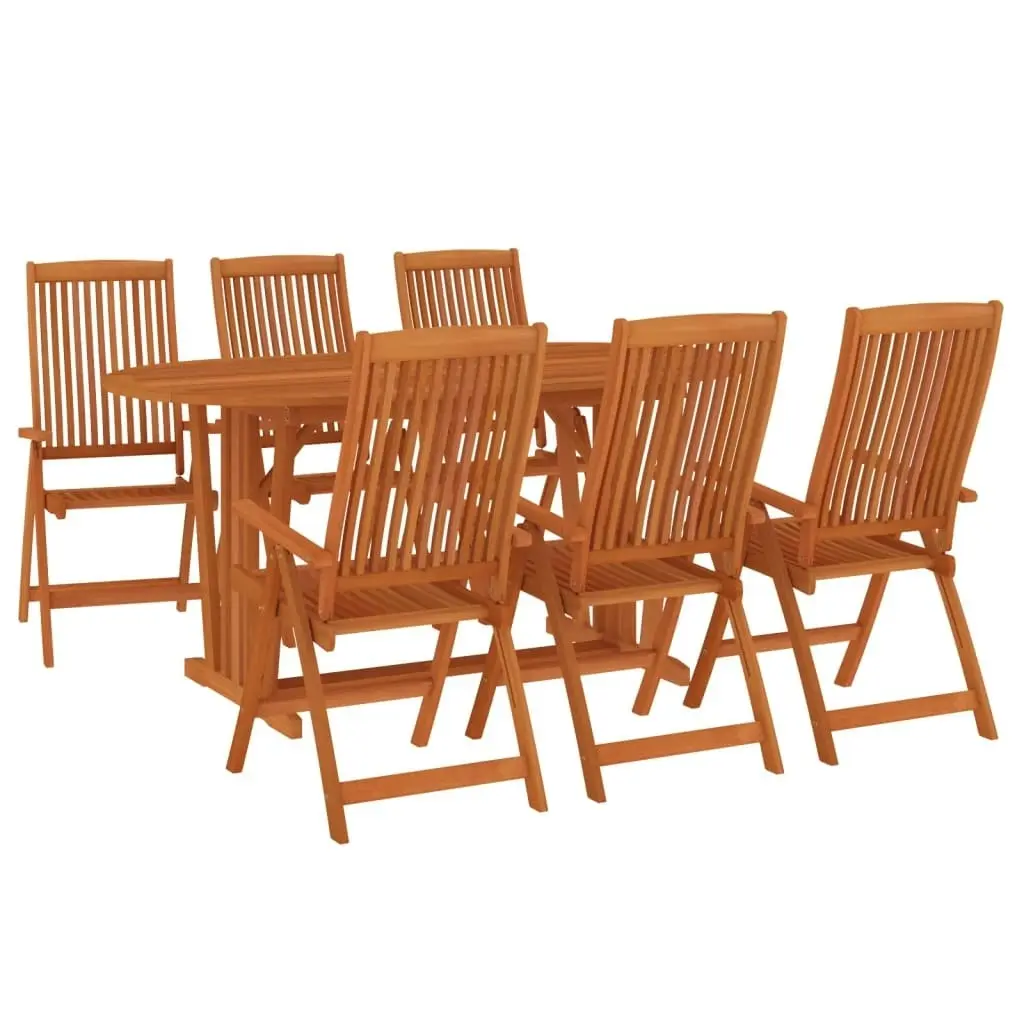 7 Piece Garden Dining Set Solid Wood Eucalyptus 3087339