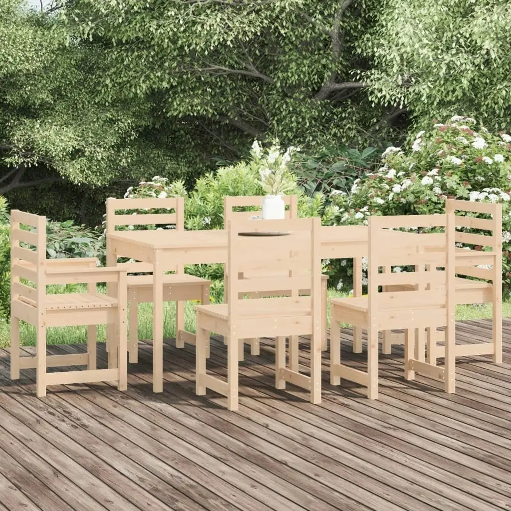 7 Piece Garden Dining Set Solid Wood Pine 3154707