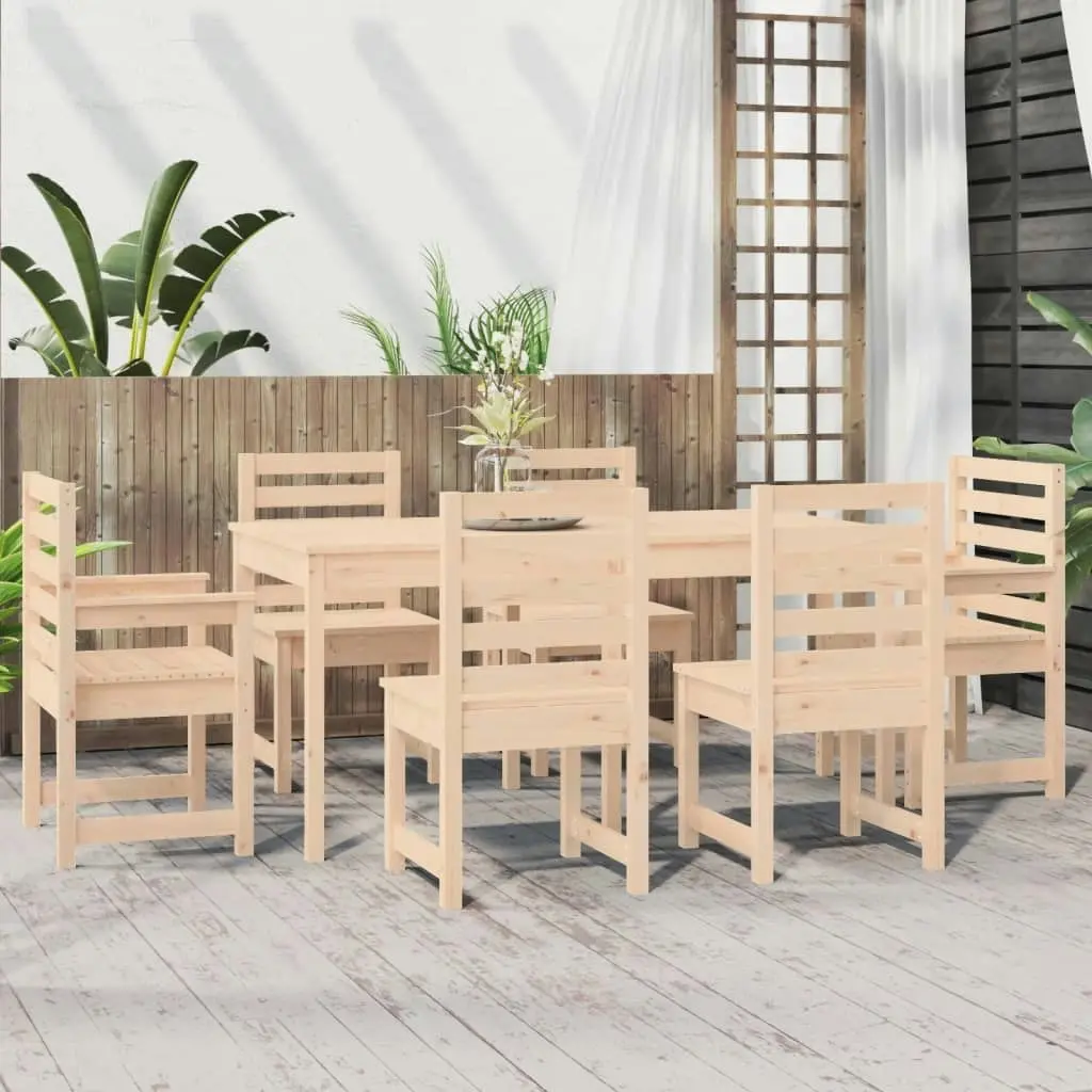 7 Piece Garden Dining Set Solid Wood Pine 3154707