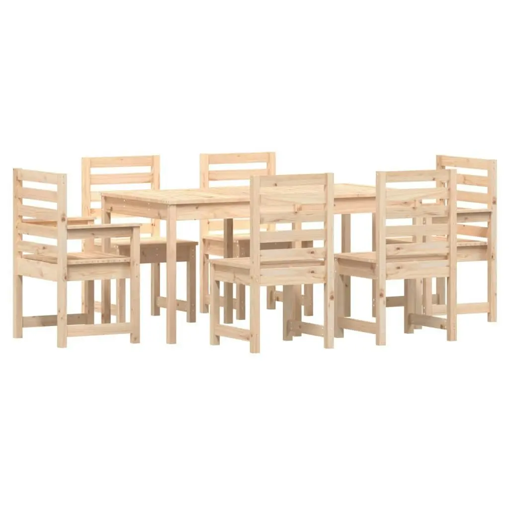 7 Piece Garden Dining Set Solid Wood Pine 3154707