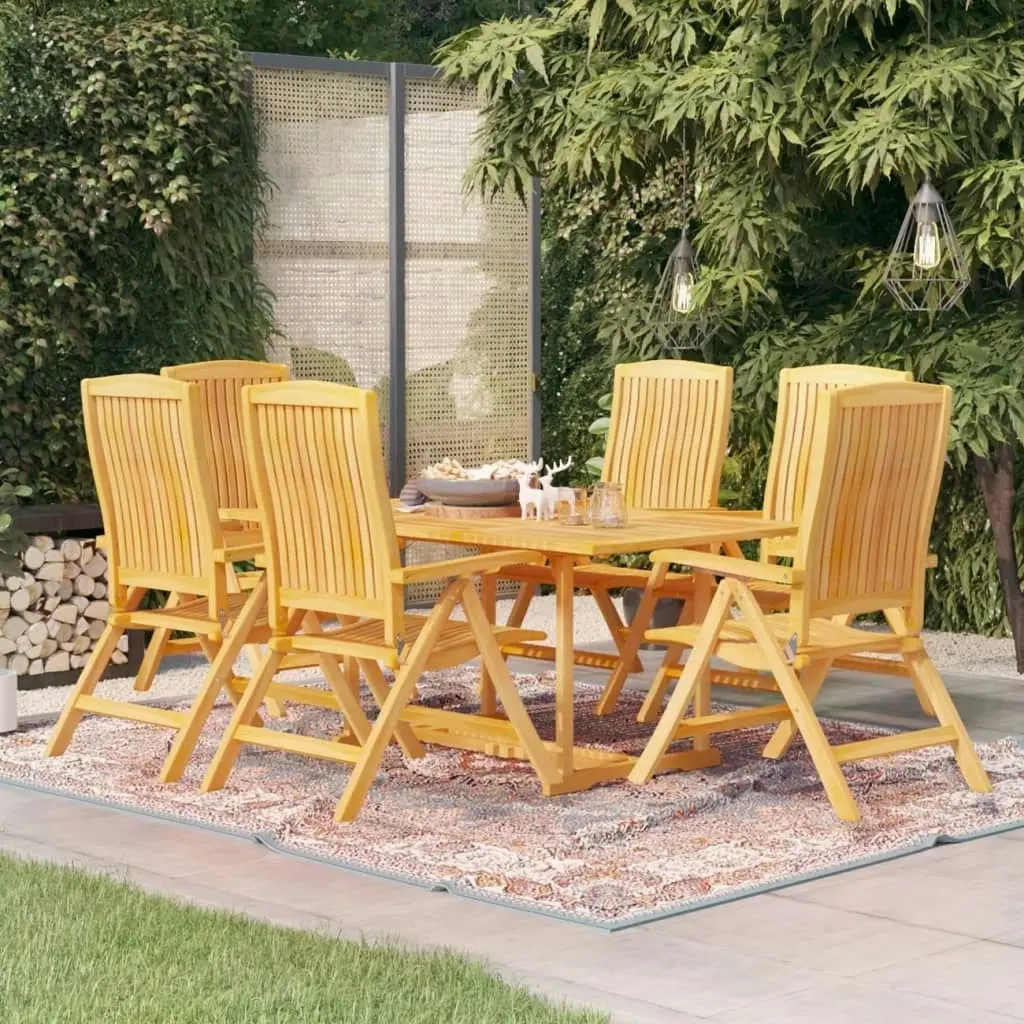 7 Piece Garden Dining Set Solid Teak Wood 3059546