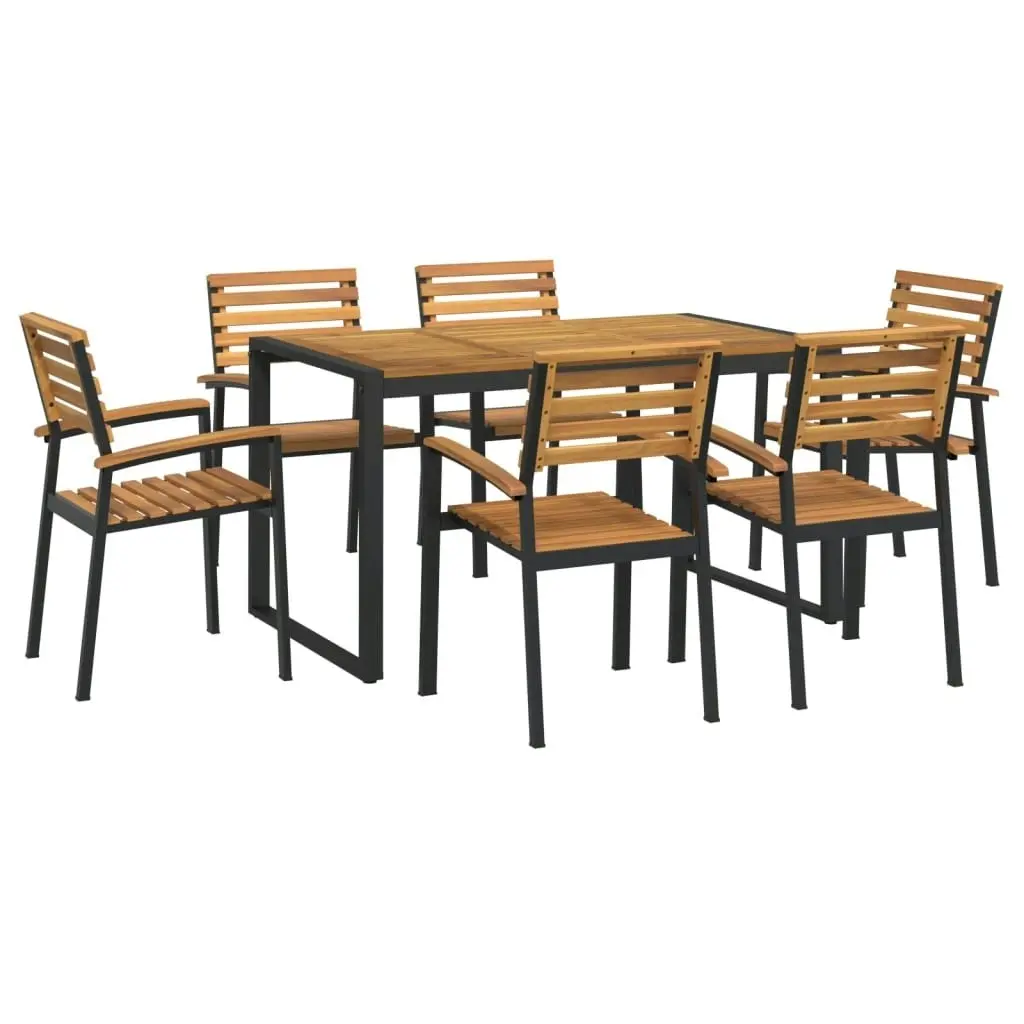 7 Piece Garden Dining Set Solid Wood Acacia and Metal 3155407