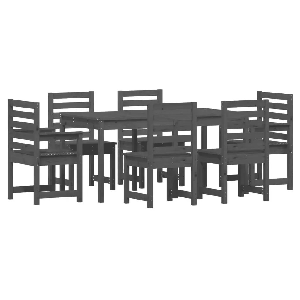 7 Piece Garden Dining Set Grey Solid Wood Pine 3154709