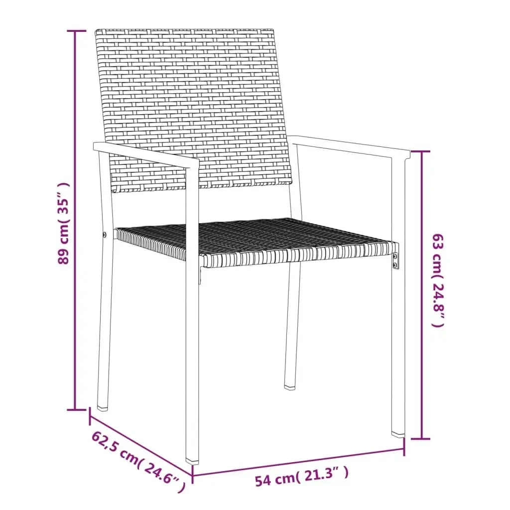 7 Piece Garden Dining Set Poly Rattan and Steel 3187015