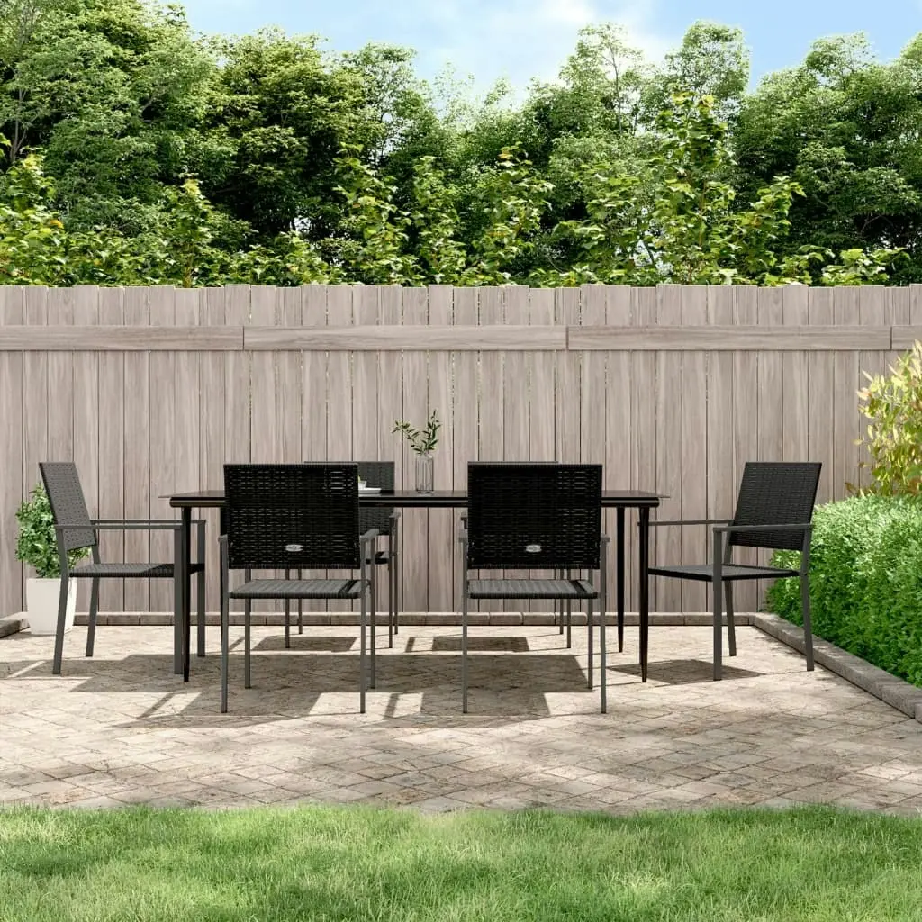 7 Piece Garden Dining Set Poly Rattan and Steel 3187015