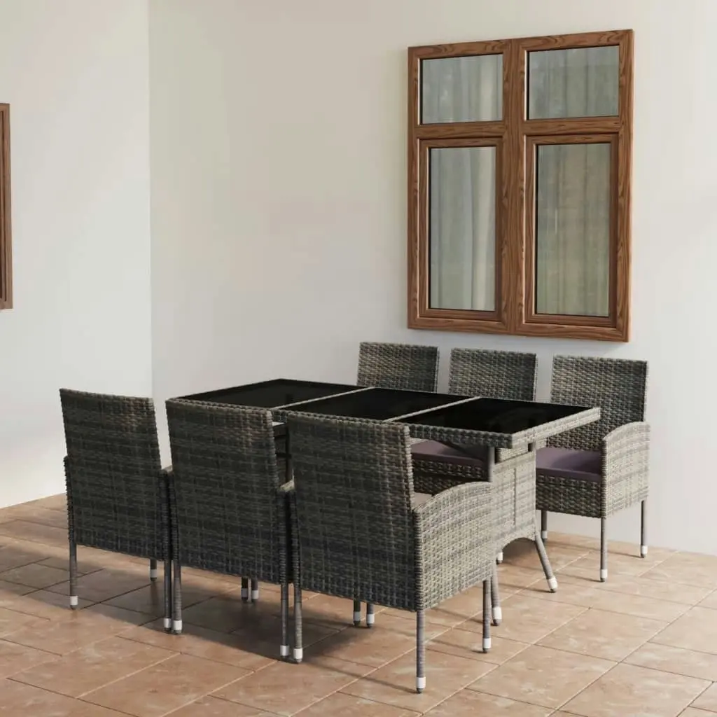 7 Piece Garden Dining Set Poly Rattan Anthracite & Grey 3059424