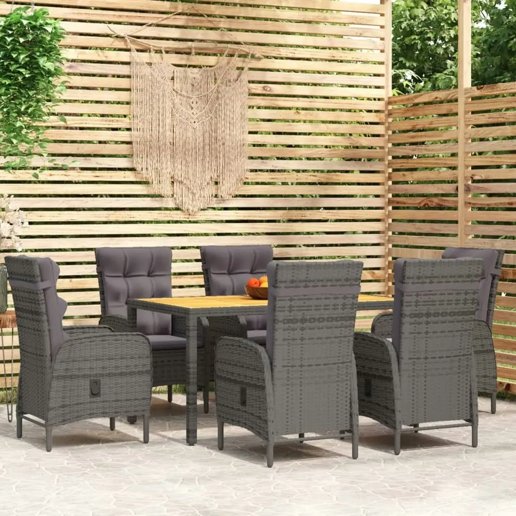 7 Piece Garden Dining Set Poly Rattan Grey 3058505