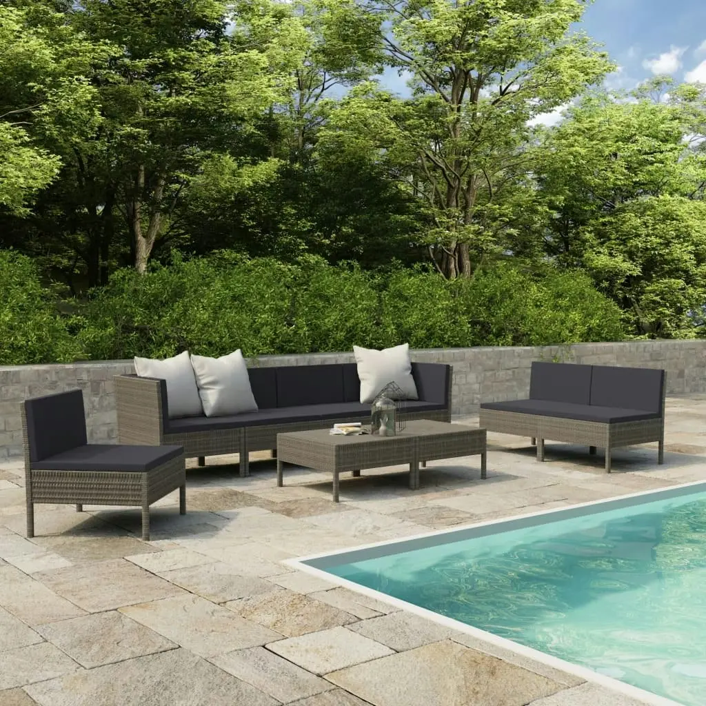 9 Piece Garden Lounge Set with Cushions Poly Rattan Grey 3056972