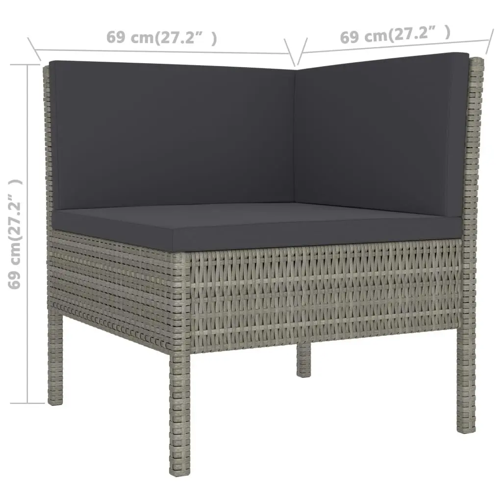 9 Piece Garden Lounge Set with Cushions Poly Rattan Grey 3056972