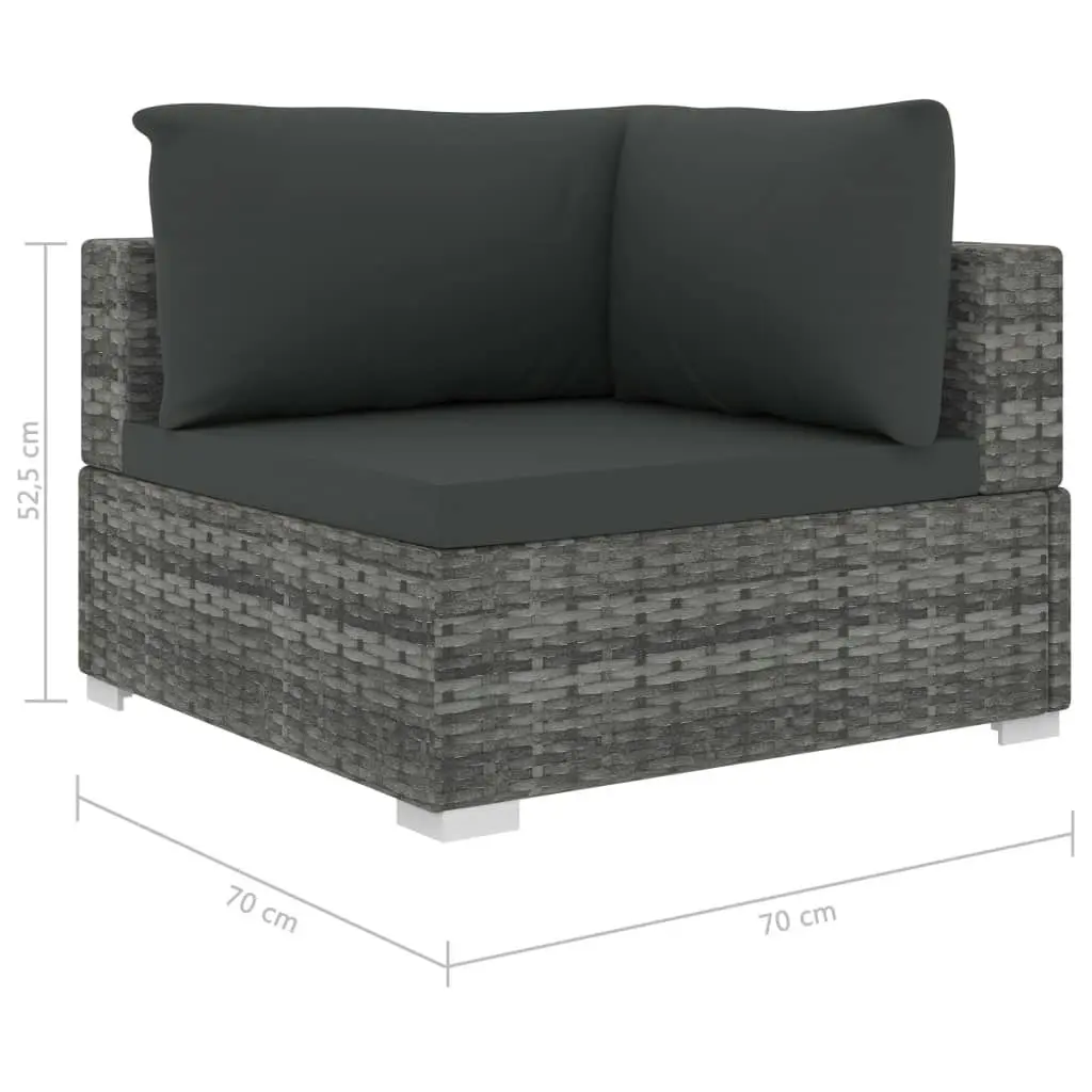 9 Piece Garden Lounge Set with Cushions Poly Rattan Grey 46775