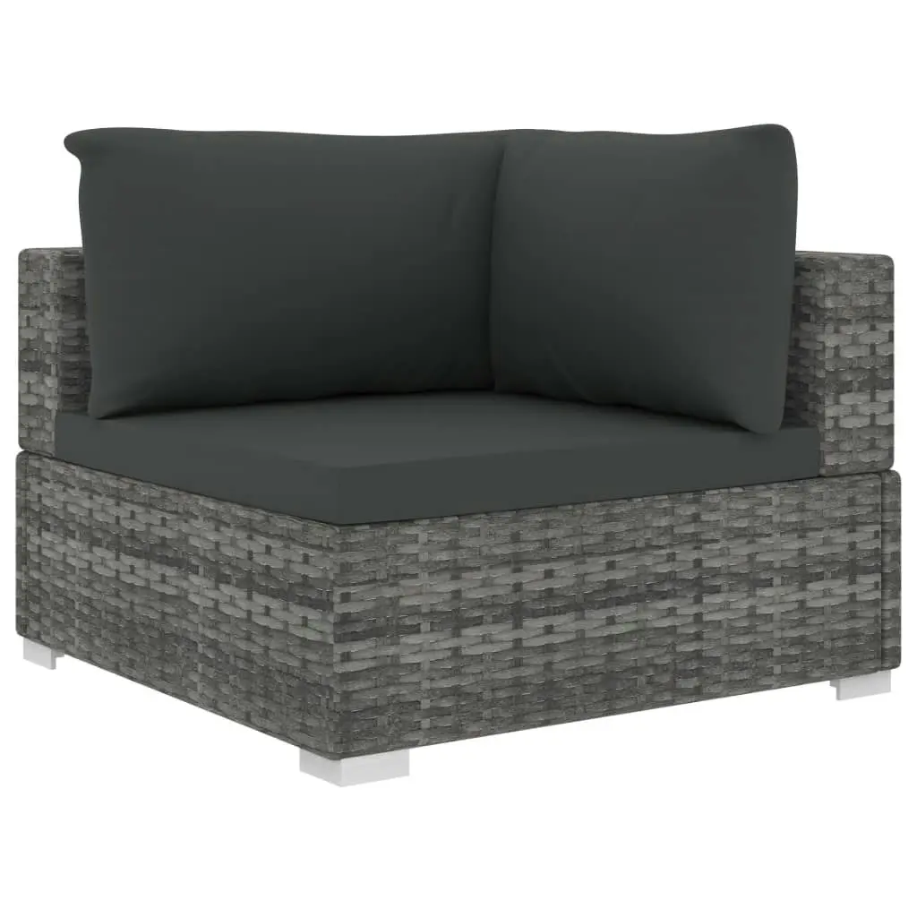 9 Piece Garden Lounge Set with Cushions Poly Rattan Grey 46775