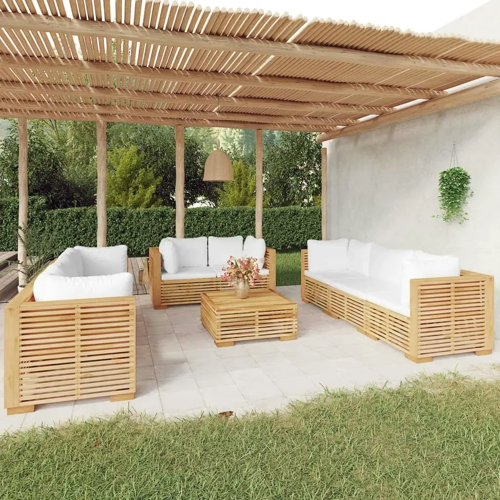 9 Piece Garden Lounge Set with Cushions Solid Wood Teak 3100873