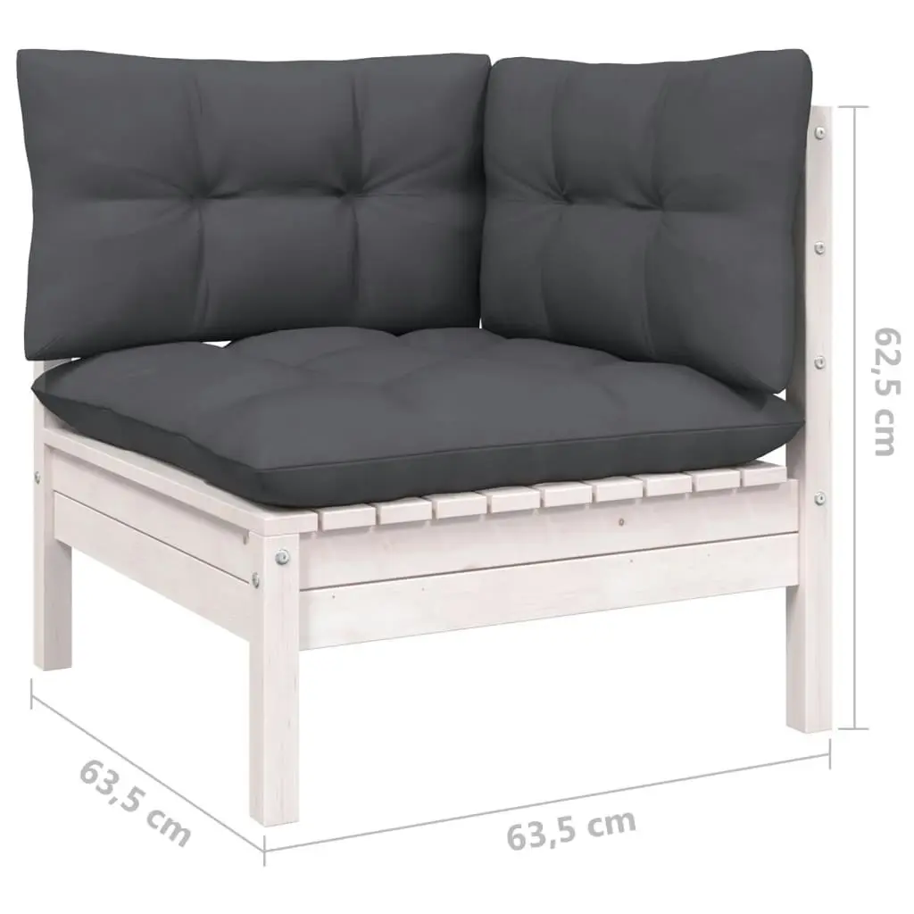 9 Piece Garden Lounge Set with Cushions White Solid Pinewood 3097200