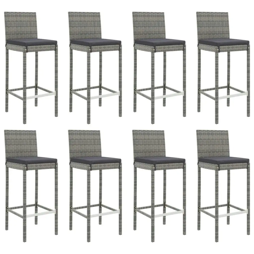 9 Piece Outdoor Bar Set with Cushions Grey Poly Rattan 3187648