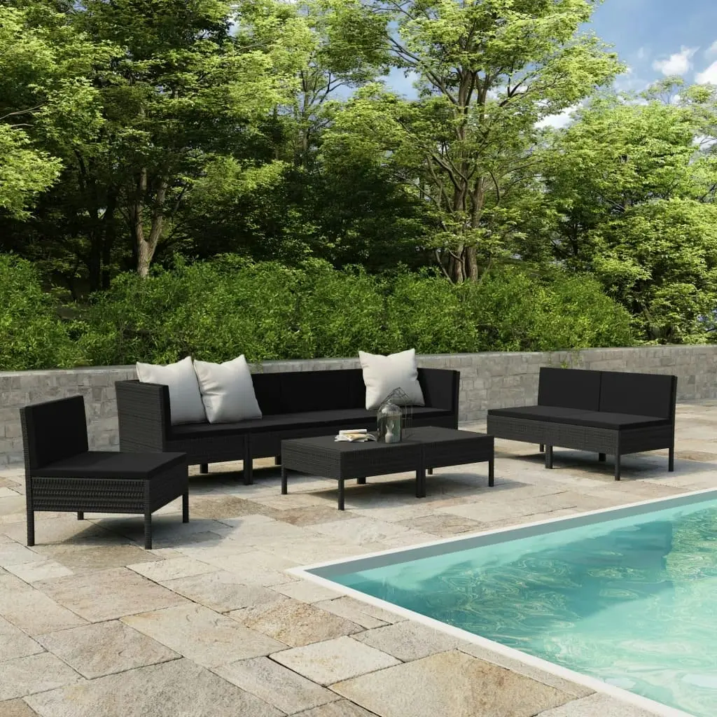 9 Piece Garden Lounge Set with Cushions Poly Rattan Black 3056971