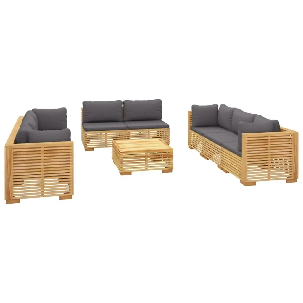 9 Piece Garden Lounge Set with Cushions Solid Teak Wood 3100874