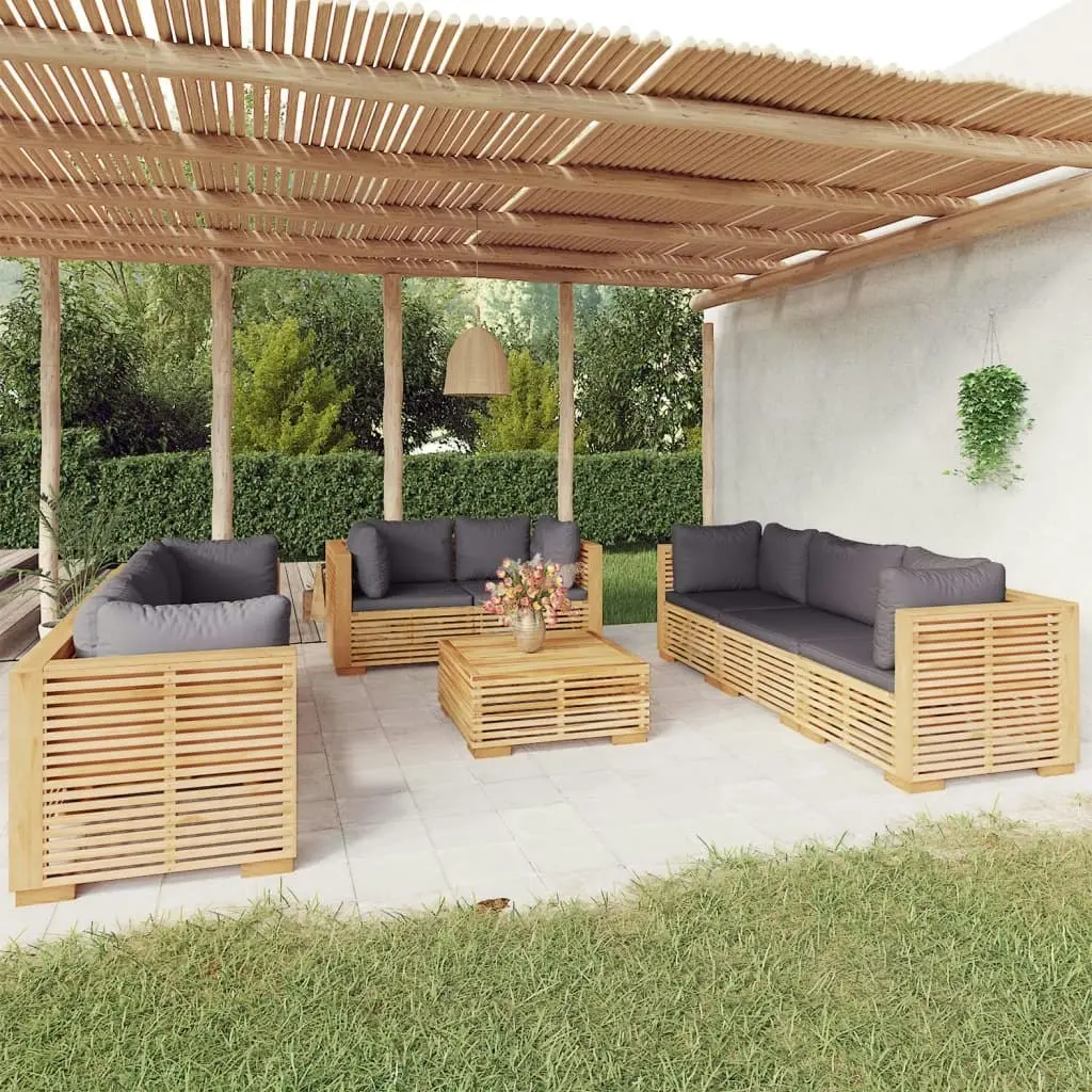 9 Piece Garden Lounge Set with Cushions Solid Teak Wood 3100874