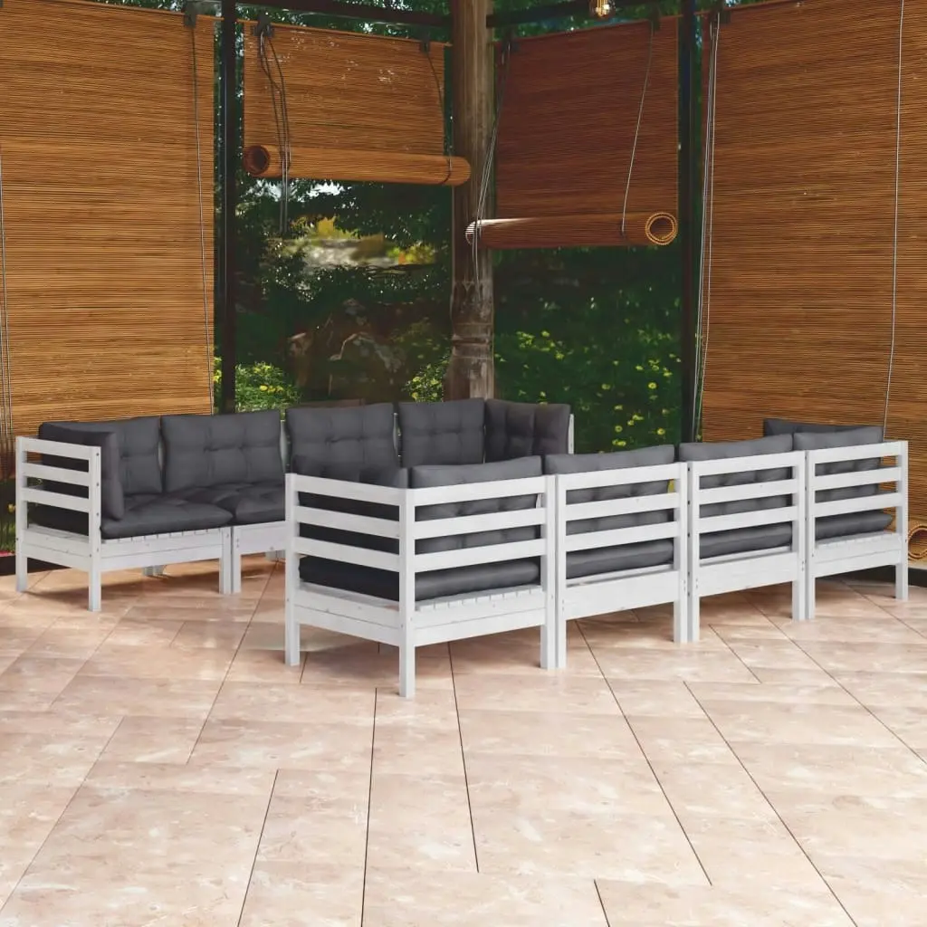 9 Piece Garden Lounge Set with Cushions Solid Pinewood 3096167