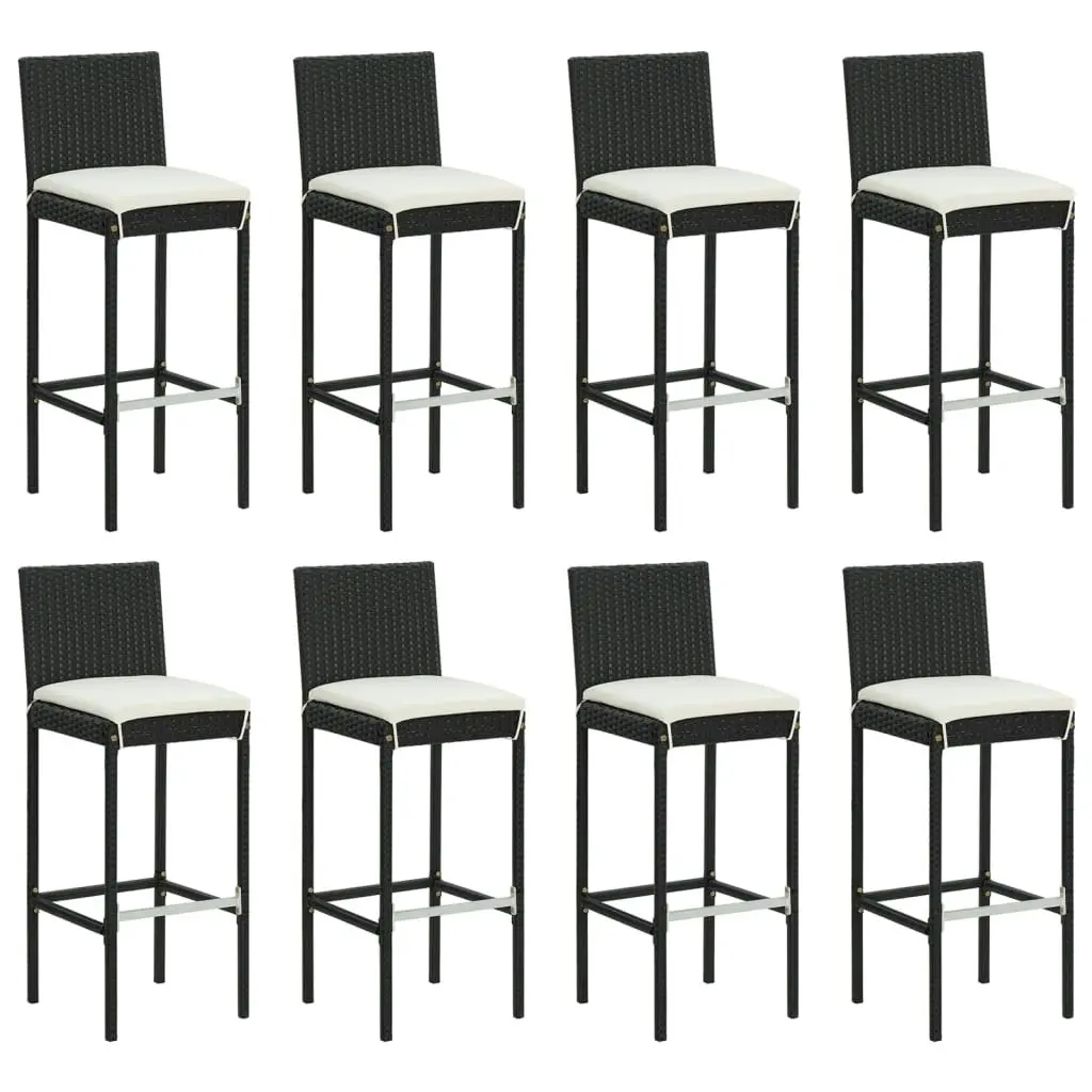 9 Piece Outdoor Bar Set with Cushions Black Poly Rattan 3187647