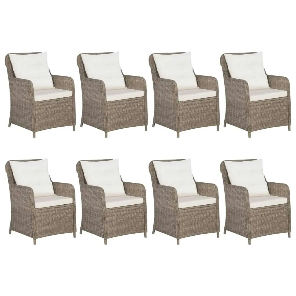 9 Piece Outdoor Dining Set Poly Rattan Brown 3057797