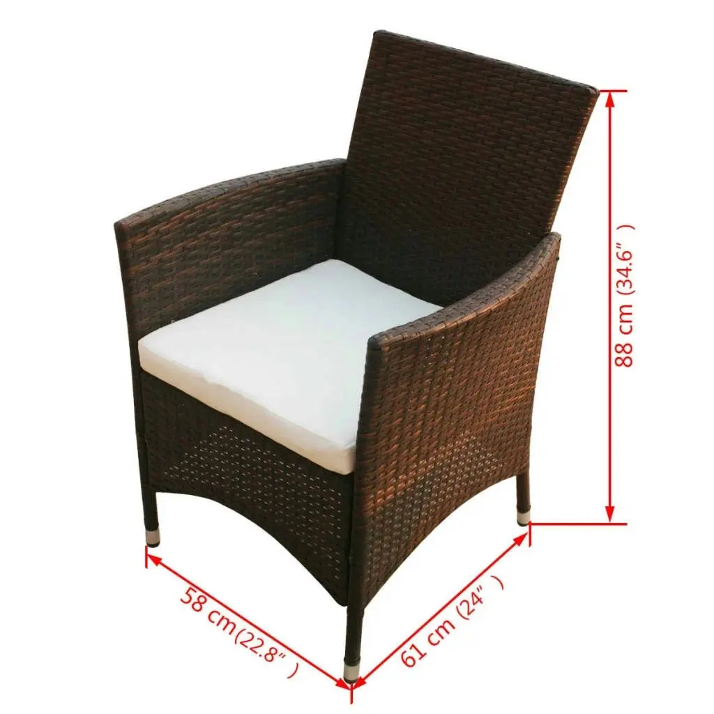 9 Piece Outdoor Dining Set with Cushions Poly Rattan Brown 43117