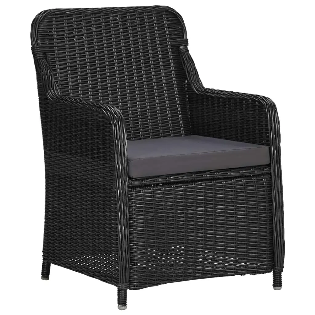 9 Piece Outdoor Dining Set Poly Rattan Black 3057806